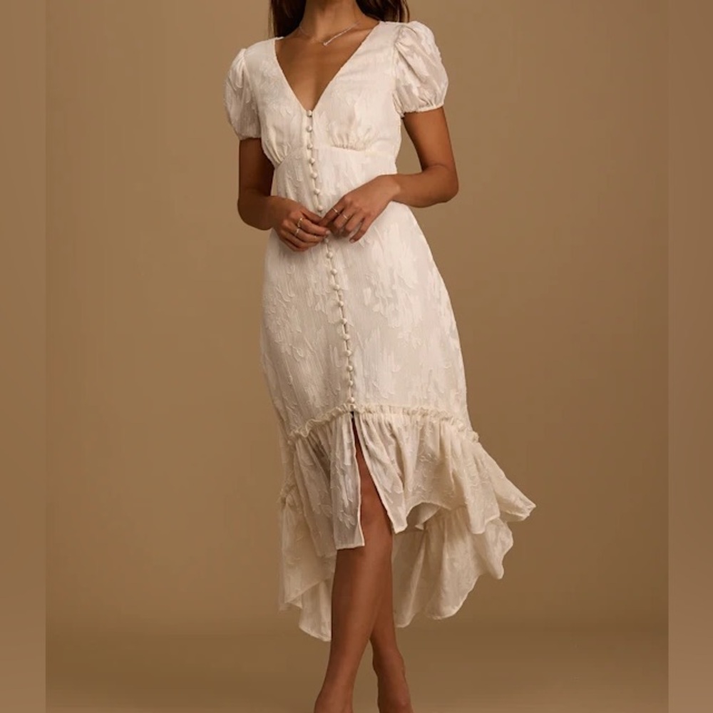 Lulu's Cream Asymmetrical Dress